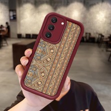 HONTINGA Samsung Galaxy S22 ile Uyumlu Kılıfı Düşüme Önleyici Basitlik Anti Düşme Kamera Korumali Halı Bordo Desen Yumuşak Silikon Telefon Kılıfı Kadın ve Erkek Için Uygundur K2-7316