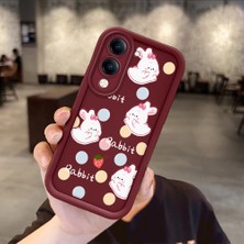 HONTINGA Vivo Y04 ile Uyumlu Kılıfı Düşüme Önleyici Basitlik Anti Düşme Kamera Korumali Karakteri Bordo Desen Yumuşak Silikon Telefon Kılıfı Kadın ve Erkek Için Uygundur K2-7046