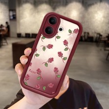 HONTINGA Vıvo V60 Lite  ile Uyumlu Kılıfı Düşüme Önleyici Basitlik Anti Düşme Kamera Korumali Çiçek Bordo Desen Yumuşak Silikon Telefon Kılıfı Kadın ve Erkek Için Uygundur K2-7297