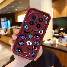 HONTINGA Vivo X200 Pro ile Uyumlu Kılıfı Düşüme Önleyici Basitlik Anti Düşme Kamera Korumali Karakteri Bordo Desen Yumuşak Silikon Telefon Kılıfı Kadın ve Erkek Için Uygundur K2-7053
