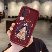 HONTINGA Vıvo Y31 5g  ile Uyumlu Kılıfı Düşüme Önleyici Basitlik Anti Düşme Kamera Korumali Sevimli Bordo Desen Yumuşak Silikon Telefon Kılıfı Kadın ve Erkek Için Uygundur K2-7051