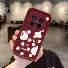 HONTINGA Vivo X200 Pro ile Uyumlu Kılıfı Düşüme Önleyici Basitlik Anti Düşme Kamera Korumali Karakteri Bordo Desen Yumuşak Silikon Telefon Kılıfı Kadın ve Erkek Için Uygundur K2-7046