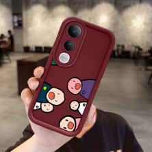 HONTINGA Vivo V50 Lite ile Uyumlu Kılıfı Düşüme Önleyici Basitlik Anti Düşme Kamera Korumali Karakteri Bordo Desen Yumuşak Silikon Telefon Kılıfı Kadın ve Erkek Için Uygundur K2-7054
