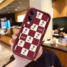 HONTINGA Vivo Y04 ile Uyumlu Kılıfı Düşüme Önleyici Basitlik Anti Düşme Kamera Korumali Çiçek Bordo Desen Yumuşak Silikon Telefon Kılıfı Kadın ve Erkek Için Uygundur K2-7297