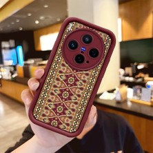 HONTINGA Vivo X300 ile Uyumlu Kılıfı Düşüme Önleyici Basitlik Anti Düşme Kamera Korumali Halı Bordo Desen Yumuşak Silikon Telefon Kılıfı Kadın ve Erkek Için Uygundur K2-7316