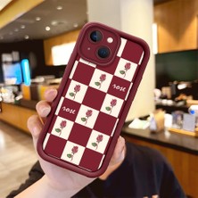 HONTINGA iPhone 15 ile Uyumlu Kılıfı Düşüme Önleyici Basitlik Anti Düşme Kamera Korumali Çiçek Bordo Desen Yumuşak Silikon Telefon Kılıfı Kadın ve Erkek Için Uygundur K2-7297