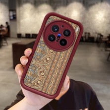 HONTINGA Vivo X200 Pro ile Uyumlu Kılıfı Düşüme Önleyici Basitlik Anti Düşme Kamera Korumali Halı Bordo Desen Yumuşak Silikon Telefon Kılıfı Kadın ve Erkek Için Uygundur K2-7316