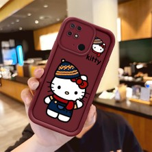 HONTINGA Xiaomi Redmi 10C ile Uyumlu Kılıfı Düşüme Önleyici Basitlik Anti Düşme Kamera Korumali Hello Kitty Bordo Desen Yumuşak Silikon Telefon Kılıfı Kadın ve Erkek Için Uygundur K2-7015