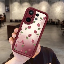 HONTINGA Vivo X200 Fe ile Uyumlu Kılıfı Düşüme Önleyici Basitlik Anti Düşme Kamera Korumali Çiçek Bordo Desen Yumuşak Silikon Telefon Kılıfı Kadın ve Erkek Için Uygundur K2-7297