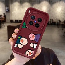 HONTINGA Vivo X300 Pro ile Uyumlu Kılıfı Düşüme Önleyici Basitlik Anti Düşme Kamera Korumali Karakteri Bordo Desen Yumuşak Silikon Telefon Kılıfı Kadın ve Erkek Için Uygundur K2-7054