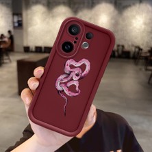 HONTINGA Vivo X200 Fe ile Uyumlu Kılıfı Düşüme Önleyici Basitlik Anti Düşme Kamera Korumali Hayvan Bordo Desen Yumuşak Silikon Telefon Kılıfı Kadın ve Erkek Için Uygundur K2-7050