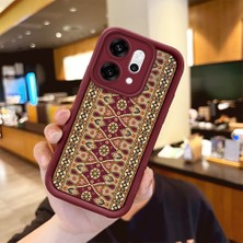 HONTINGA Oppo Reno 14 Pro 5g  ile Uyumlu Kılıfı Düşüme Önleyici Basitlik Anti Düşme Kamera Korumali Halı Bordo Desen Yumuşak Silikon Telefon Kılıfı Kadın ve Erkek Için Uygundur K2-7316