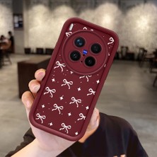 HONTINGA Vivo X300 Pro ile Uyumlu Kılıfı Düşüme Önleyici Basitlik Anti Düşme Kamera Korumali Papyon Bordo Desen Yumuşak Silikon Telefon Kılıfı Kadın ve Erkek Için Uygundur K2-7013