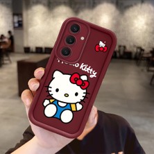 HONTINGA Samsung Galaxy S25 Plus ile Uyumlu Kılıfı Düşüme Önleyici Basitlik Anti Düşme Kamera Korumali Hello Kitty Bordo Desen Yumuşak Silikon Telefon Kılıfı Kadın ve Erkek Için Uygundur K2-7015