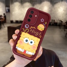 HONTINGA Samsung Galaxy A17 5g ile Uyumlu Kılıfı Düşüme Önleyici Basitlik Anti Düşme Kamera Korumali Sünger Bob Bordo Desen Yumuşak Silikon Telefon Kılıfı Kadın ve Erkek Için Uygundur K2-7095