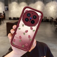 HONTINGA Vivo X200 Pro ile Uyumlu Kılıfı Düşüme Önleyici Basitlik Anti Düşme Kamera Korumali Çiçek Bordo Desen Yumuşak Silikon Telefon Kılıfı Kadın ve Erkek Için Uygundur K2-7297