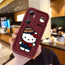 HONTINGA Infinix Hot 20 ile Uyumlu Kılıfı Düşüme Önleyici Basitlik Anti Düşme Kamera Korumali Hello Kitty Bordo Desen Yumuşak Silikon Telefon Kılıfı Kadın ve Erkek Için Uygundur K2-7015