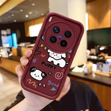 HONTINGA Vivo X300 Pro ile Uyumlu Kılıfı Düşüme Önleyici Basitlik Anti Düşme Kamera Korumali Sevimli Bordo Desen Yumuşak Silikon Telefon Kılıfı Kadın ve Erkek Için Uygundur K2-7052