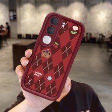 HONTINGA Vıvo Y31 5g  ile Uyumlu Kılıfı Düşüme Önleyici Basitlik Anti Düşme Kamera Korumali Sevimli Bordo Desen Yumuşak Silikon Telefon Kılıfı Kadın ve Erkek Için Uygundur K2-7021