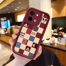 HONTINGA Vivo Y28 ile Uyumlu Kılıfı Düşüme Önleyici Basitlik Anti Düşme Kamera Korumali Sevimli Bordo Desen Yumuşak Silikon Telefon Kılıfı Kadın ve Erkek Için Uygundur K2-7021