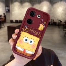 HONTINGA Tecno Camon 20 ile Uyumlu Kılıfı Düşüme Önleyici Basitlik Anti Düşme Kamera Korumali Sünger Bob Bordo Desen Yumuşak Silikon Telefon Kılıfı Kadın ve Erkek Için Uygundur K2-7095