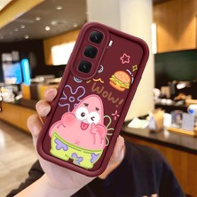 HONTINGA Infinix Hot 60  ile Uyumlu Kılıfı Düşüme Önleyici Basitlik Anti Düşme Kamera Korumali Sünger Bob Bordo Desen Yumuşak Silikon Telefon Kılıfı Kadın ve Erkek Için Uygundur K2-7095