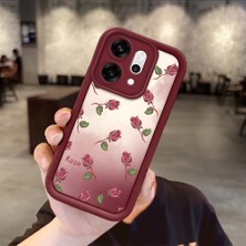 HONTINGA Oppo Reno 14 Pro 5g  ile Uyumlu Kılıfı Düşüme Önleyici Basitlik Anti Düşme Kamera Korumali Çiçek Bordo Desen Yumuşak Silikon Telefon Kılıfı Kadın ve Erkek Için Uygundur K2-7297