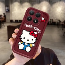 HONTINGA Xiaomi 15T  ile Uyumlu Kılıfı Düşüme Önleyici Basitlik Anti Düşme Kamera Korumali Hello Kitty Bordo Desen Yumuşak Silikon Telefon Kılıfı Kadın ve Erkek Için Uygundur K2-7015