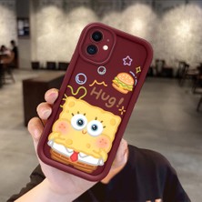 HONTINGA iPhone 11 ile Uyumlu Kılıfı Düşüme Önleyici Basitlik Anti Düşme Kamera Korumali Sünger Bob Bordo Desen Yumuşak Silikon Telefon Kılıfı Kadın ve Erkek Için Uygundur K2-7095