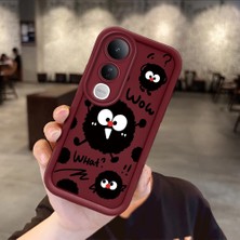 HONTINGA Vivo V50 Lite ile Uyumlu Kılıfı Düşüme Önleyici Basitlik Anti Düşme Kamera Korumali Karakteri Bordo Desen Yumuşak Silikon Telefon Kılıfı Kadın ve Erkek Için Uygundur K2-7053