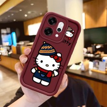 HONTINGA Oppo Reno 14 Pro 5g  ile Uyumlu Kılıfı Düşüme Önleyici Basitlik Anti Düşme Kamera Korumali Hello Kitty Bordo Desen Yumuşak Silikon Telefon Kılıfı Kadın ve Erkek Için Uygundur K2-7015