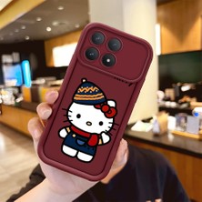 HONTINGA Poco F8 Pro 5g  ile Uyumlu Kılıfı Düşüme Önleyici Basitlik Anti Düşme Kamera Korumali Hello Kitty Bordo Desen Yumuşak Silikon Telefon Kılıfı Kadın ve Erkek Için Uygundur K2-7015