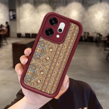 HONTINGA Oppo Reno 14 Pro 5g  ile Uyumlu Kılıfı Düşüme Önleyici Basitlik Anti Düşme Kamera Korumali Halı Bordo Desen Yumuşak Silikon Telefon Kılıfı Kadın ve Erkek Için Uygundur K2-7316