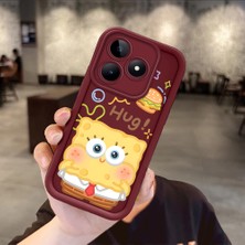 HONTINGA Realme Note 50 4g ile Uyumlu Kılıfı Düşüme Önleyici Basitlik Anti Düşme Kamera Korumali Sünger Bob Bordo Desen Yumuşak Silikon Telefon Kılıfı Kadın ve Erkek Için Uygundur K2-7095