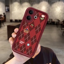 HONTINGA Vıvo V60 Lite  ile Uyumlu Kılıfı Düşüme Önleyici Basitlik Anti Düşme Kamera Korumali Sevimli Bordo Desen Yumuşak Silikon Telefon Kılıfı Kadın ve Erkek Için Uygundur K2-7021