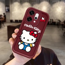 HONTINGA Oppo Reno 14 Pro 5g  ile Uyumlu Kılıfı Düşüme Önleyici Basitlik Anti Düşme Kamera Korumali Hello Kitty Bordo Desen Yumuşak Silikon Telefon Kılıfı Kadın ve Erkek Için Uygundur K2-7015