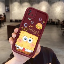 HONTINGA Realme C20 ile Uyumlu Kılıfı Düşüme Önleyici Basitlik Anti Düşme Kamera Korumali Sünger Bob Bordo Desen Yumuşak Silikon Telefon Kılıfı Kadın ve Erkek Için Uygundur K2-7095