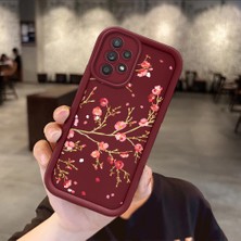 HONTINGA Samsung Galaxy A52S 5g ile Uyumlu Kılıfı Düşüme Önleyici Basitlik Anti Düşme Kamera Korumali Çiçek Bordo Desen Yumuşak Silikon Telefon Kılıfı Kadın ve Erkek Için Uygundur K2-7098