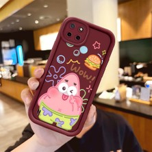 HONTINGA Realme C25Y ile Uyumlu Kılıfı Düşüme Önleyici Basitlik Anti Düşme Kamera Korumali Sünger Bob Bordo Desen Yumuşak Silikon Telefon Kılıfı Kadın ve Erkek Için Uygundur K2-7095