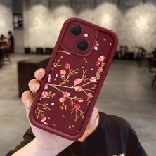 HONTINGA Tecno Spark 40C  ile Uyumlu Kılıfı Düşüme Önleyici Basitlik Anti Düşme Kamera Korumali Çiçek Bordo Desen Yumuşak Silikon Telefon Kılıfı Kadın ve Erkek Için Uygundur K2-7098