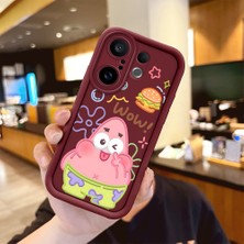 HONTINGA Vivo X200 Fe ile Uyumlu Kılıfı Düşüme Önleyici Basitlik Anti Düşme Kamera Korumali Sünger Bob Bordo Desen Yumuşak Silikon Telefon Kılıfı Kadın ve Erkek Için Uygundur K2-7095