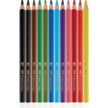 Faber-Castell Jumbo Boya Kalemi 12 Parça Kutulu Renkli Kuru Boya Kalemleri 3+ Yaş İçin