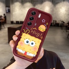 HONTINGA Tecno Camon 40 Pro 5g ile Uyumlu Kılıfı Düşüme Önleyici Basitlik Anti Düşme Kamera Korumali Sünger Bob Bordo Desen Yumuşak Silikon Telefon Kılıfı Kadın ve Erkek Için Uygundur K2-7095