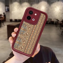 HONTINGA Vivo Y28 ile Uyumlu Kılıfı Düşüme Önleyici Basitlik Anti Düşme Kamera Korumali Halı Bordo Desen Yumuşak Silikon Telefon Kılıfı Kadın ve Erkek Için Uygundur K2-7316