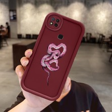 HONTINGA Xiaomi Redmi 10A ile Uyumlu Kılıfı Düşüme Önleyici Basitlik Anti Düşme Kamera Korumali Hayvan Bordo Desen Yumuşak Silikon Telefon Kılıfı Kadın ve Erkek Için Uygundur K2-7050