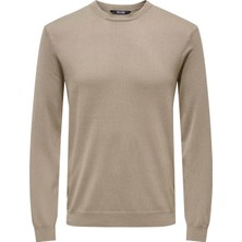 Only & Sons Onswyler Lıfe Reg 14 Ls Crew Knıt Noos Erkek Kahverengi Kazak - 22020088
