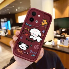 HONTINGA Vivo Y28 ile Uyumlu Kılıfı Düşüme Önleyici Basitlik Anti Düşme Kamera Korumali Sevimli Bordo Desen Yumuşak Silikon Telefon Kılıfı Kadın ve Erkek Için Uygundur K2-7052