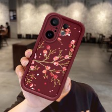 HONTINGA Vivo X200 Fe ile Uyumlu Kılıfı Düşüme Önleyici Basitlik Anti Düşme Kamera Korumali Çiçek Bordo Desen Yumuşak Silikon Telefon Kılıfı Kadın ve Erkek Için Uygundur K2-7098