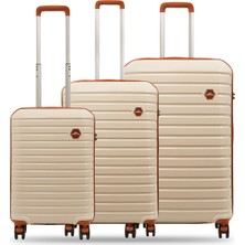 Ground 10663 Kırılmaz Polipropilen Kırılma 3 Lü Set Valiz (Küçük Orta Büyük)