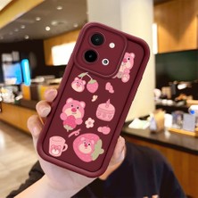 HONTINGA Vivo Y28 ile Uyumlu Kılıfı Düşüme Önleyici Basitlik Anti Düşme Kamera Korumali Karakteri Bordo Desen Yumuşak Silikon Telefon Kılıfı Kadın ve Erkek Için Uygundur K2-7047